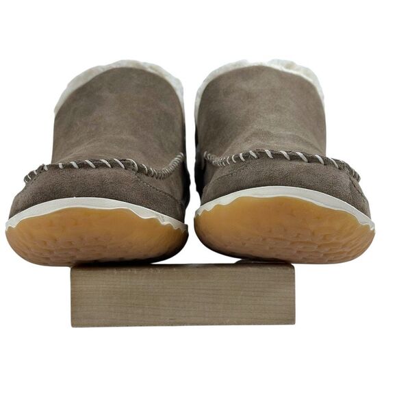 L.L. Bean Suede Leather Sherpa Lined Mountain Slipper Moccasin Ankle Boots Women - Picture 4 of 9